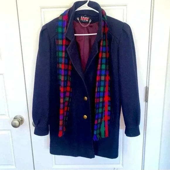 New York Girl Vintage Wool Coat with Scarf Size 6 - Picture 3 of 12